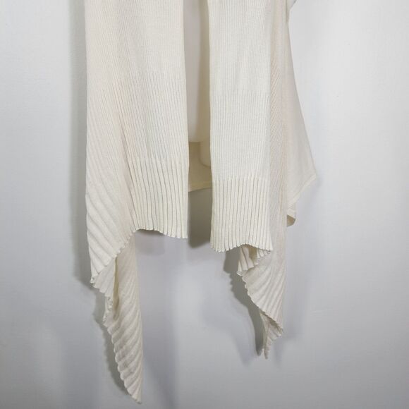 Coldwater Creek Women's Cardigan Vest Size S/M Ivory Open Front Waterfall Draped - Picture 6 of 9